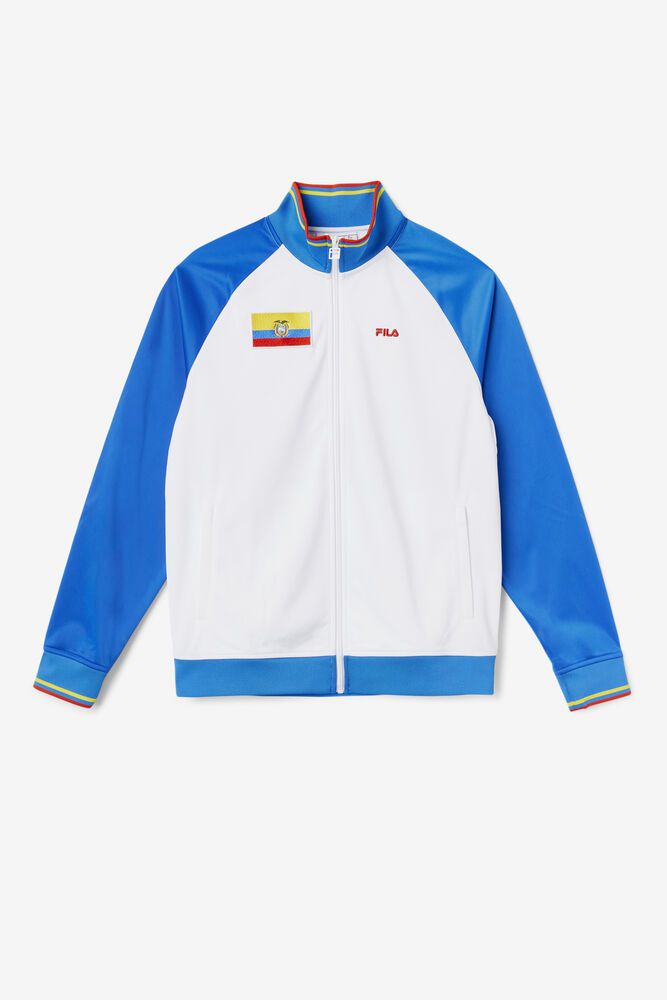 Fila Ecuador Track Jacket White/Blue - Mens - 04925NTKW